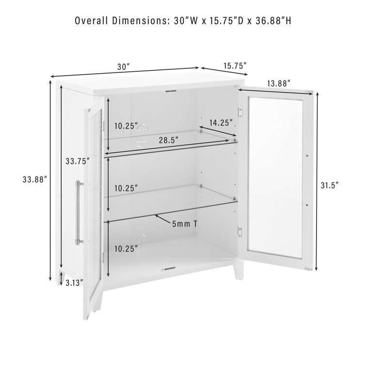 White Glass Door Kitchen Pantry Storage Cabinet with Gold Hardware