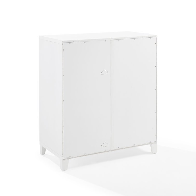 White Glass Door Kitchen Pantry Storage Cabinet with Gold Hardware