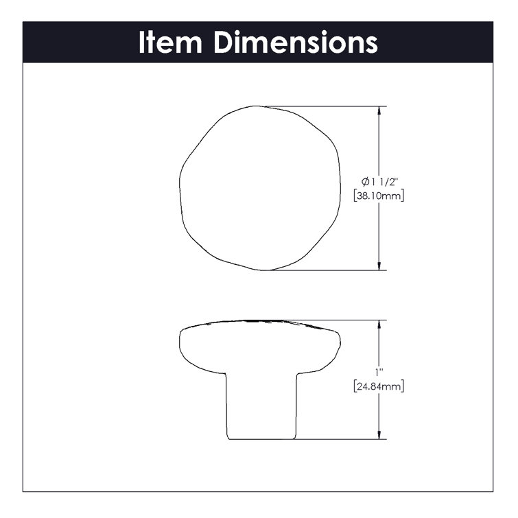 Matte Black Iron Mushroom Knob with Mounting Hardware