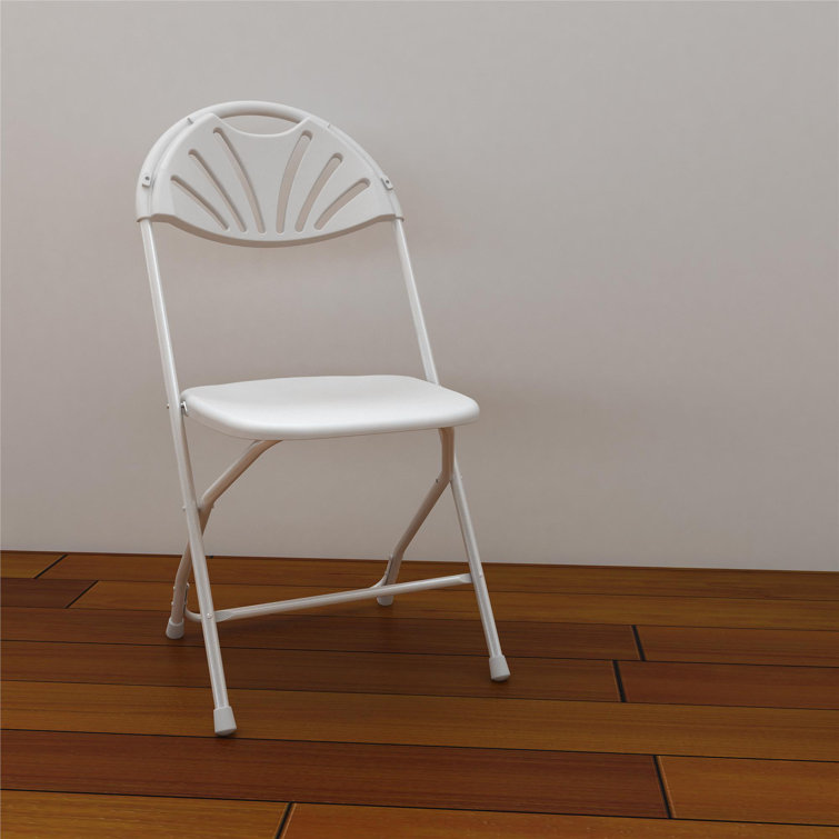 White Fan Back Indoor/Outdoor Folding Chair