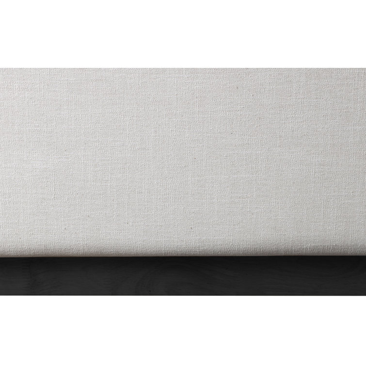 Beige Linen Upholstered Queen Bed with Tufted Headboard