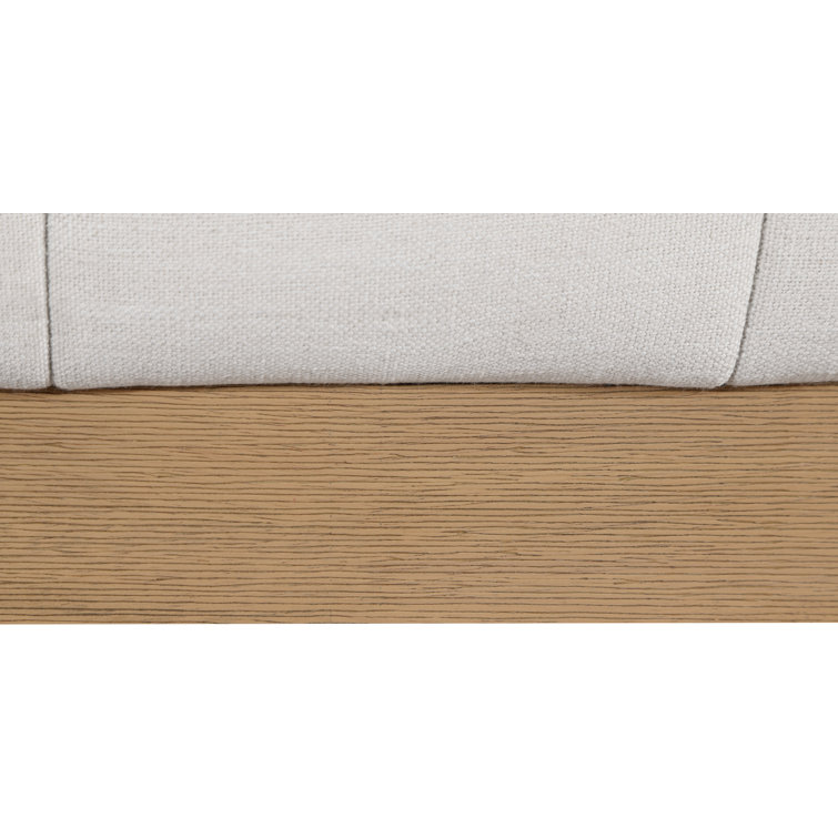 Queen Cream Linen Upholstered Bed with Tufted Headboard