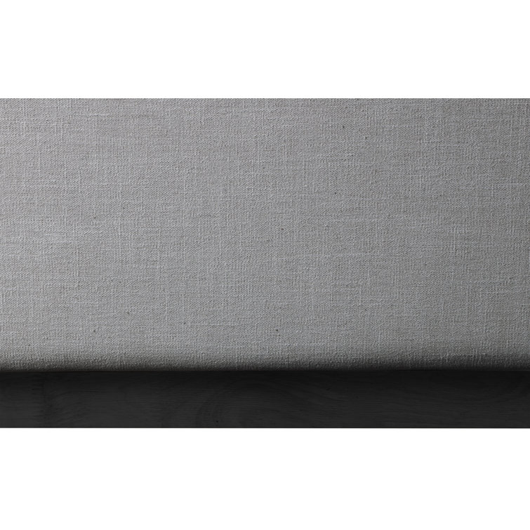 Gray Linen Upholstered Queen Wingback Bed with Tufted Headboard