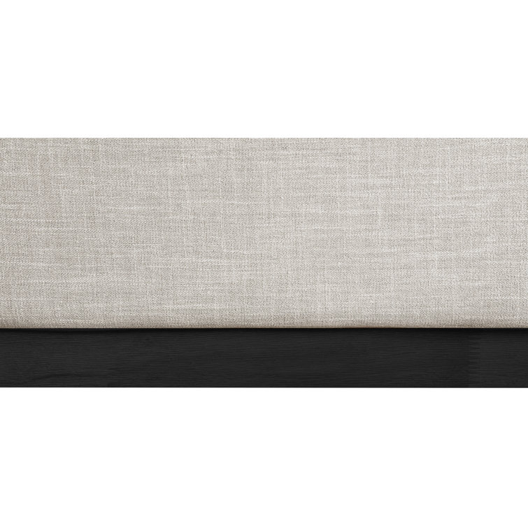 Beige Linen Upholstered King Bed with Tufted Headboard