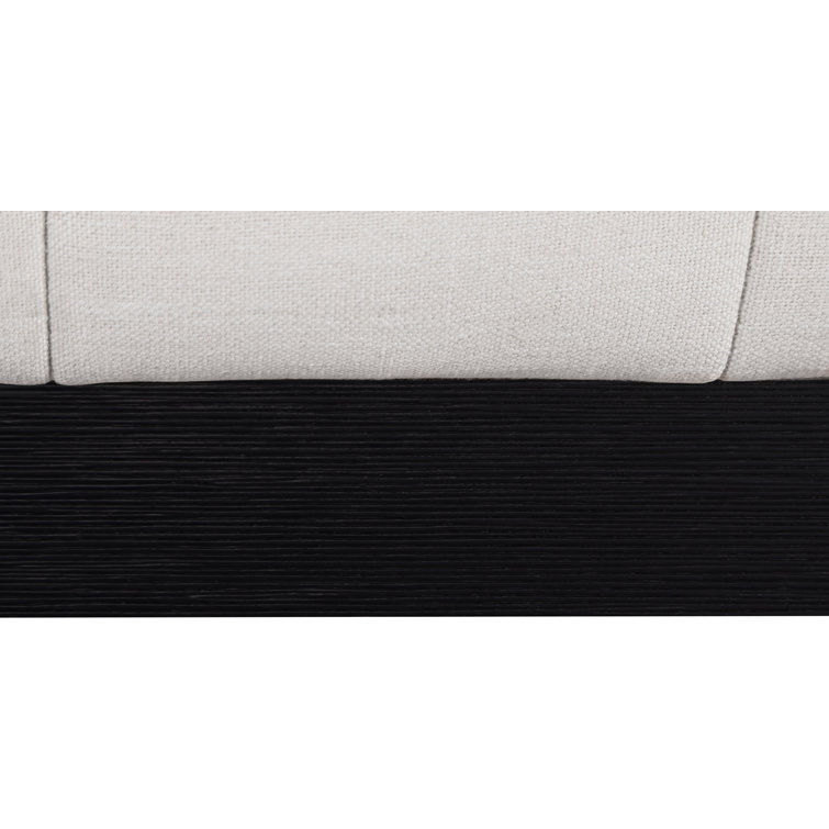 Beige Linen Upholstered Twin Bed with Tufted Headboard