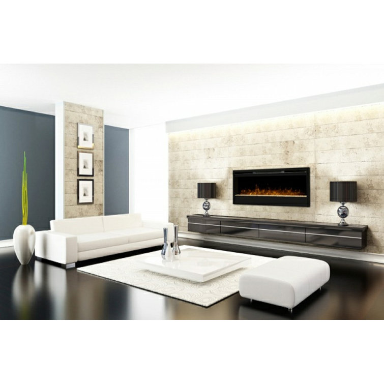 50-Inch Black Metal Wall Mount Electric Fireplace