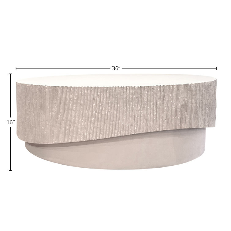 Albans 36'' White Concrete Round Outdoor Coffee Table