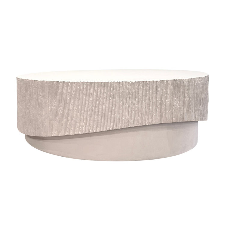 Albans 36'' White Concrete Round Outdoor Coffee Table
