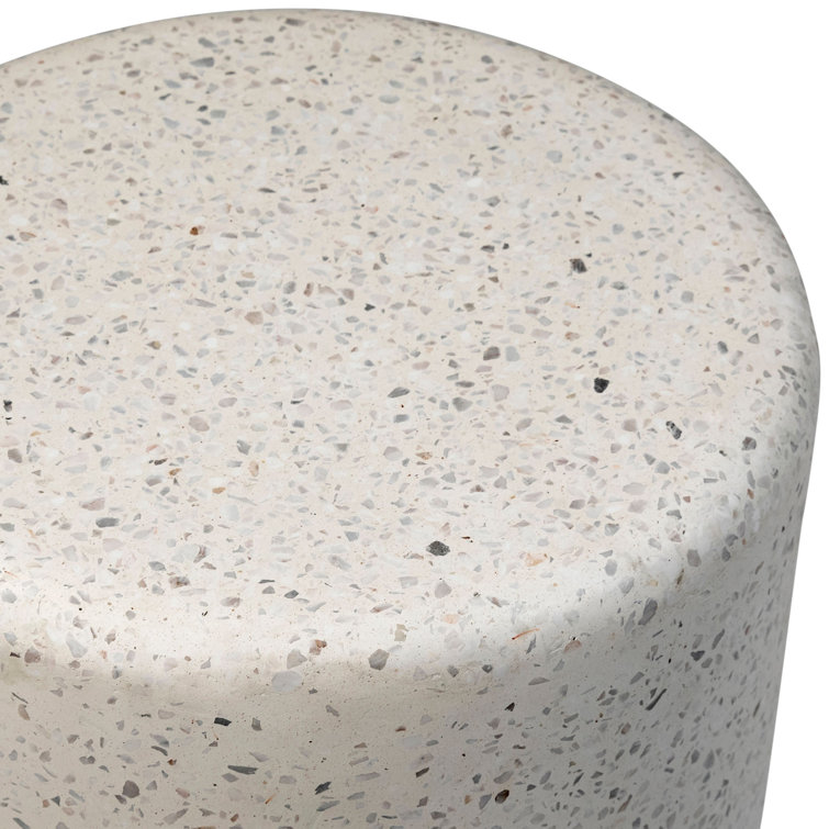 Ker Round White Terrazzo Concrete Outdoor Side Table