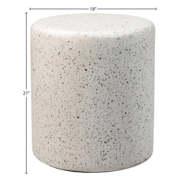 Ker Round White Terrazzo Concrete Outdoor Side Table