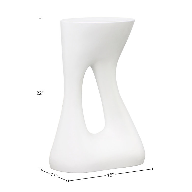 White Free Form Concrete Outdoor Side Table