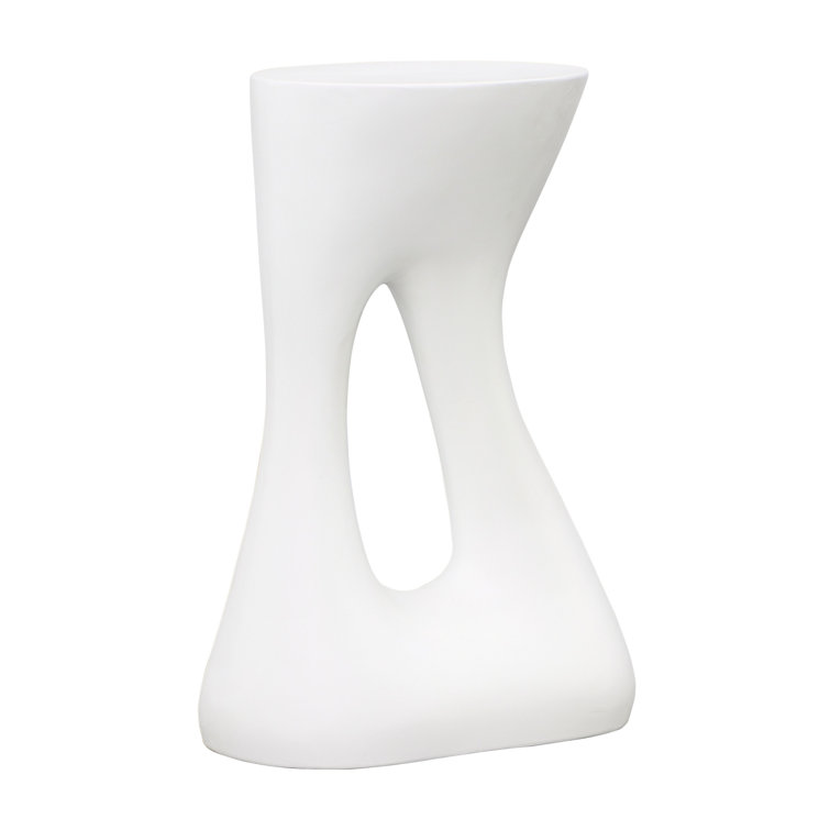 White Free Form Concrete Outdoor Side Table