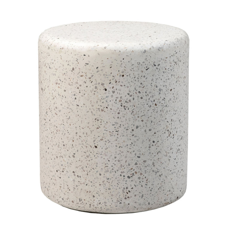 Ker Round White Terrazzo Concrete Outdoor Side Table