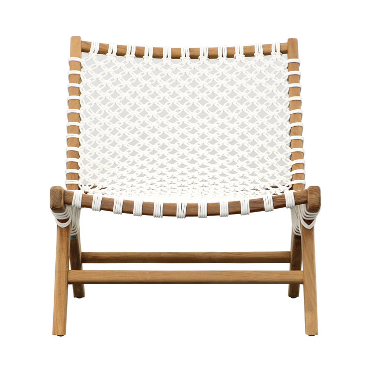 Mario White and Teak Outdoor Lounge Chair