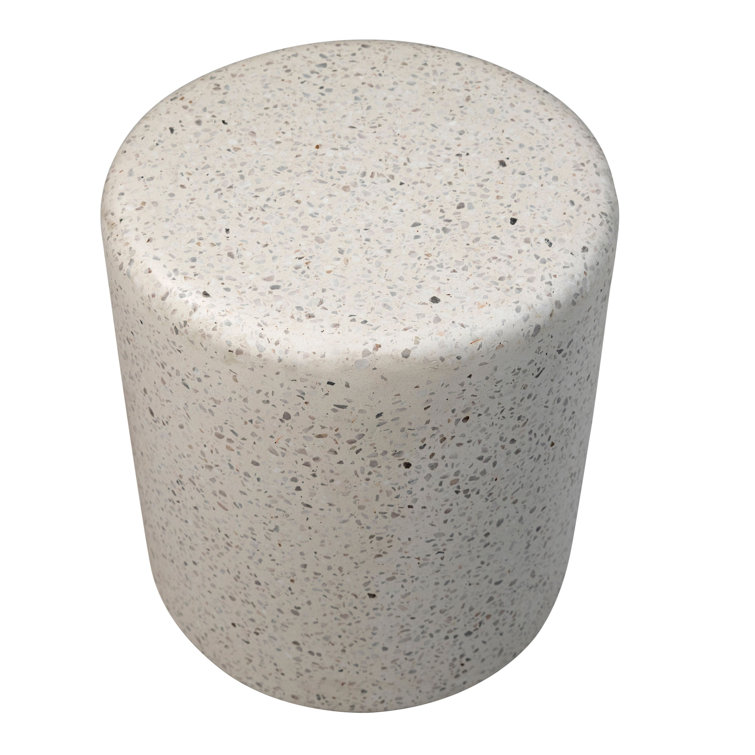 Ker Round White Terrazzo Concrete Outdoor Side Table