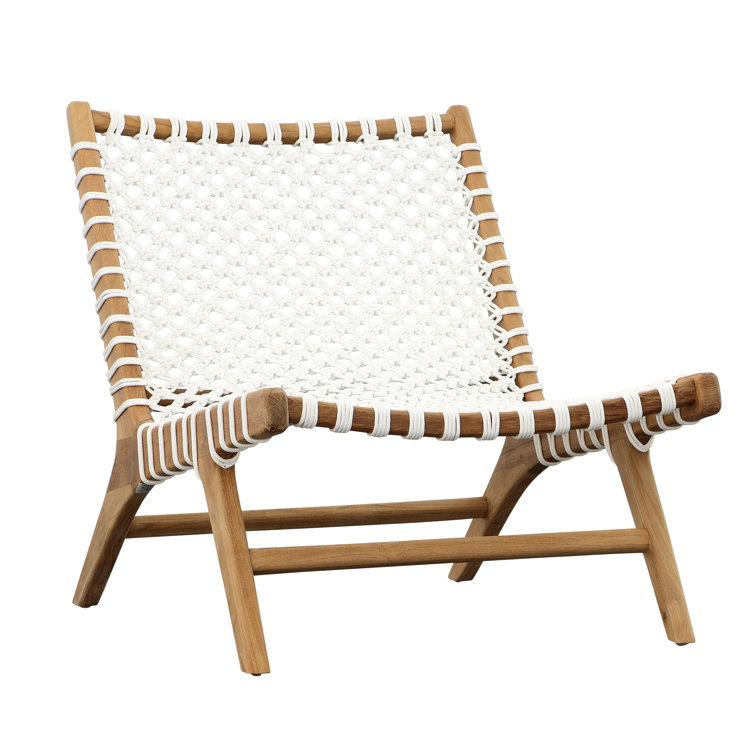 Mario White and Teak Outdoor Lounge Chair