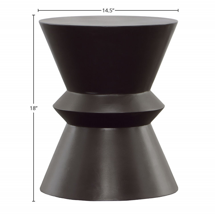 Concorde 14.5'' Black Concrete Round Outdoor Side Table