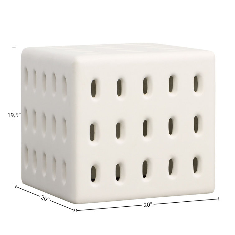 Campera 20'' White Concrete Square Outdoor Side Table
