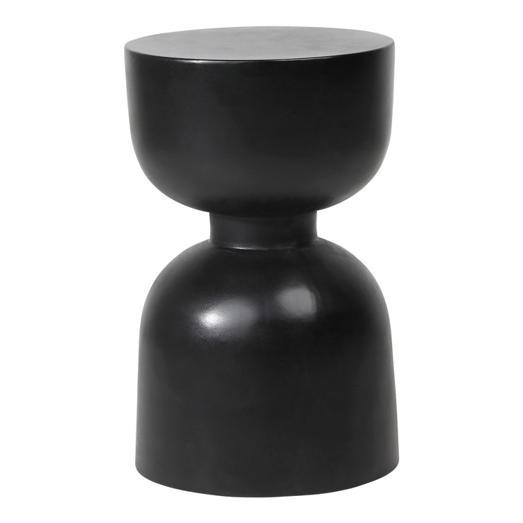 Cresson 15'' Black Stone Round Outdoor Side Table