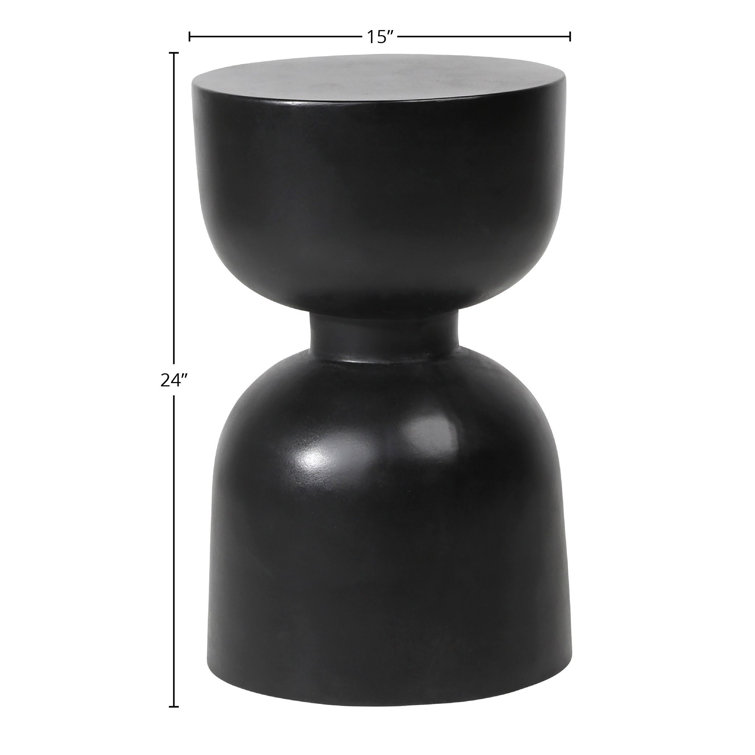 Cresson 15'' Black Stone Round Outdoor Side Table