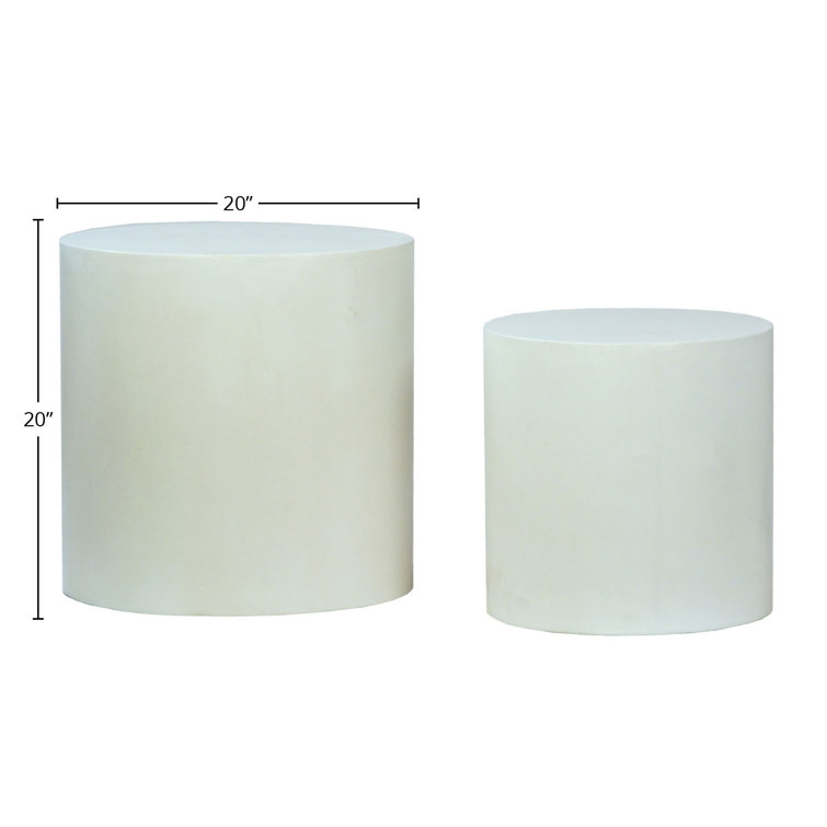 White Round Concrete Outdoor Side Table Set