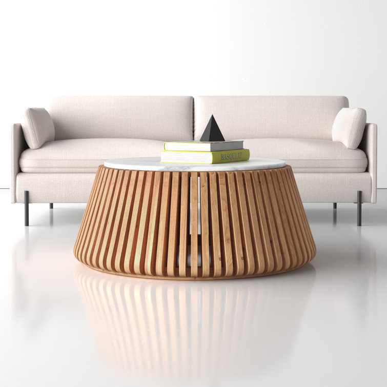 Beckton 41'' Natural Light Grey Genuine Marble Coffee Table