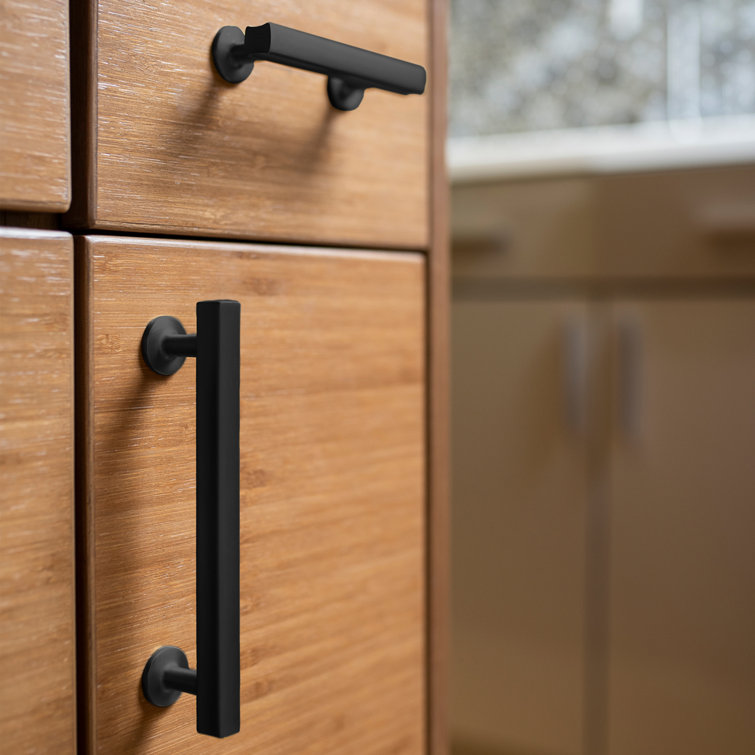 Matte Black Solid Core Kitchen Cabinet Bar Handles, 5-1/16"