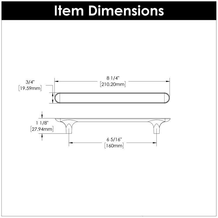 Matte Black 6-5/16 Inch Modern Kitchen Cabinet Pulls