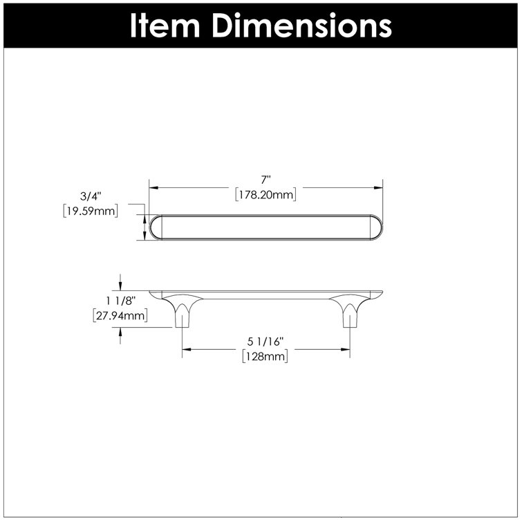 Polished Chrome Modern Kitchen Cabinet Handles, 5-1/16"