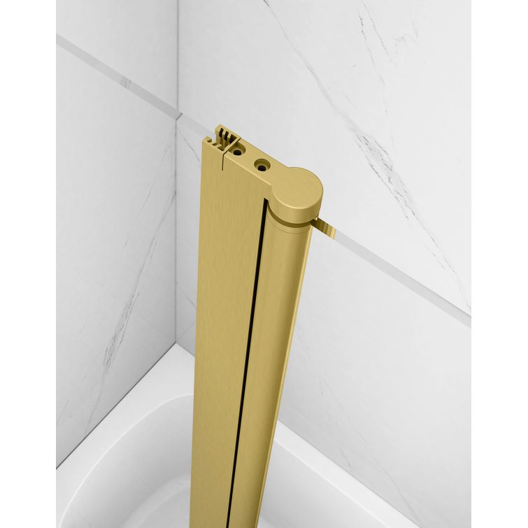 Gold Frameless Clear Tempered Glass Bifold Bathtub Shower Door