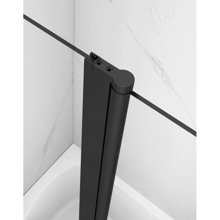 Matte Black Frameless Glass Bi-Fold Bathtub Shower Door