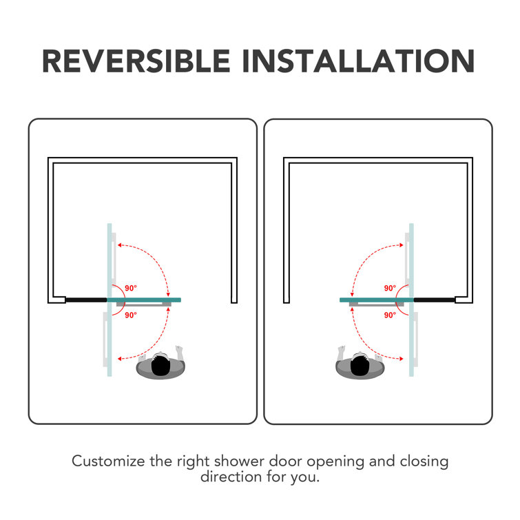 Gold Frameless Clear Tempered Glass Bifold Bathtub Shower Door