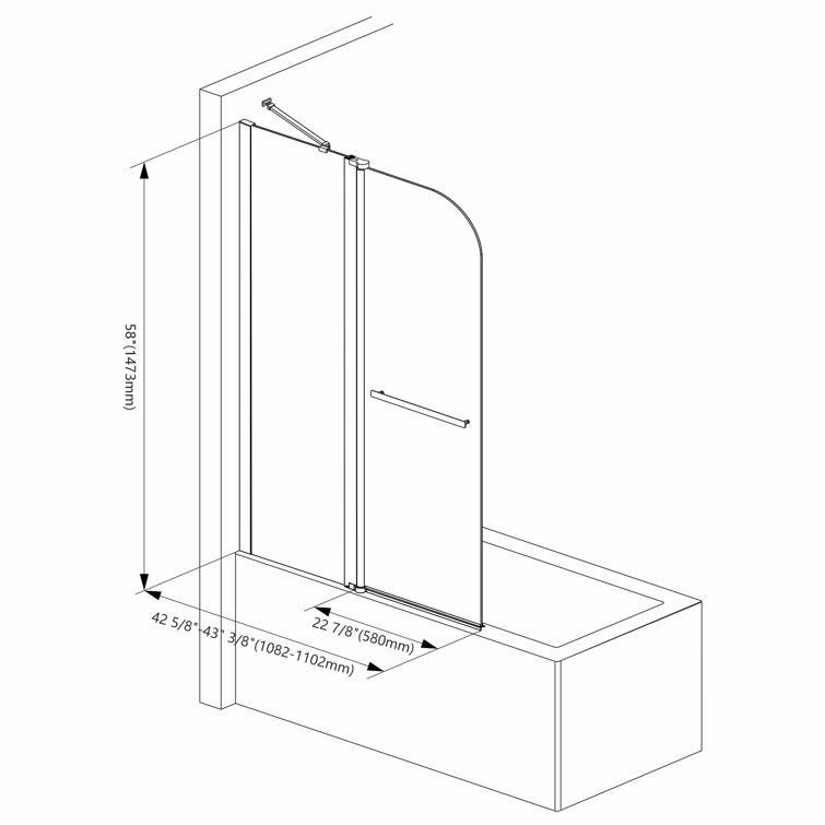 Gold Frameless Clear Tempered Glass Bifold Bathtub Shower Door