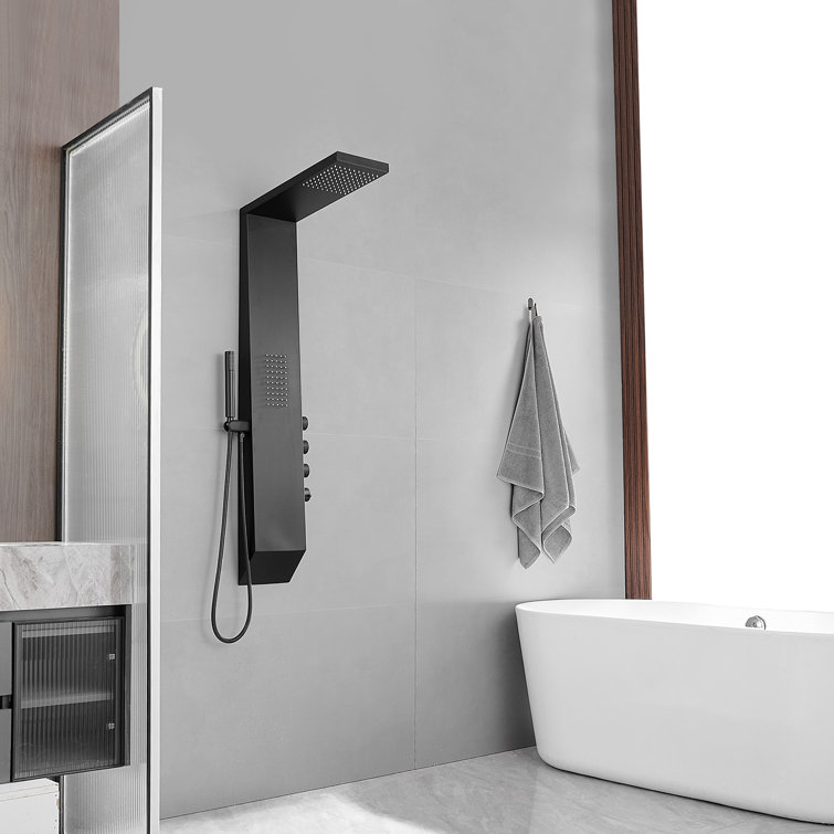Matte Black Multi-Function Brass Shower Panel System