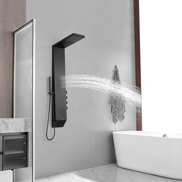 Matte Black Multi-Function Brass Shower Panel System