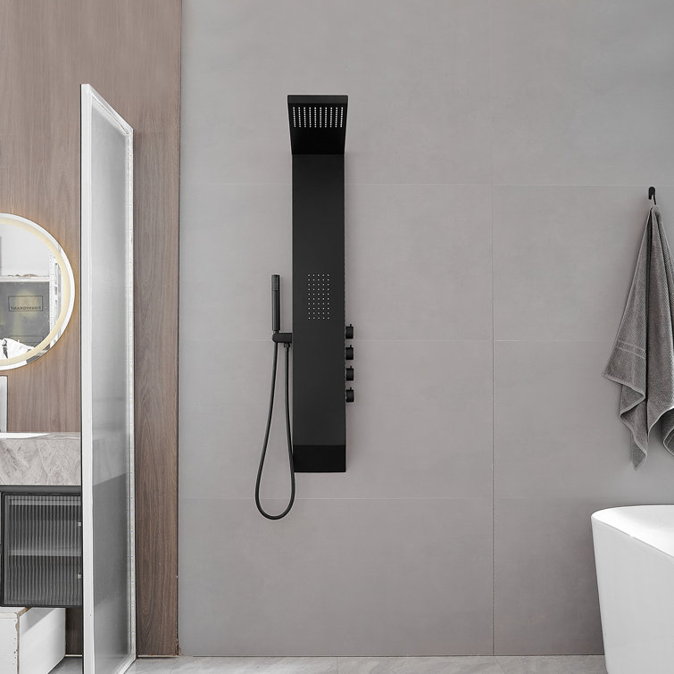 Matte Black Multi-Function Brass Shower Panel System