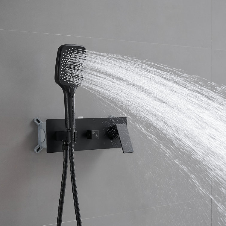 Matte Black Dual Head Rain Shower System with Handheld