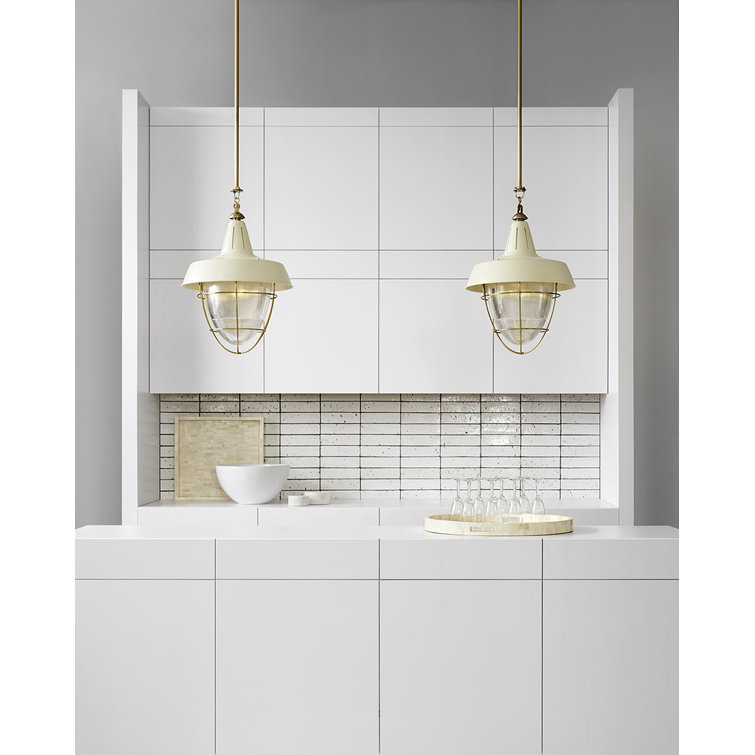 Henry 24" Prismatic Glass & Antique Brass Industrial Pendant
