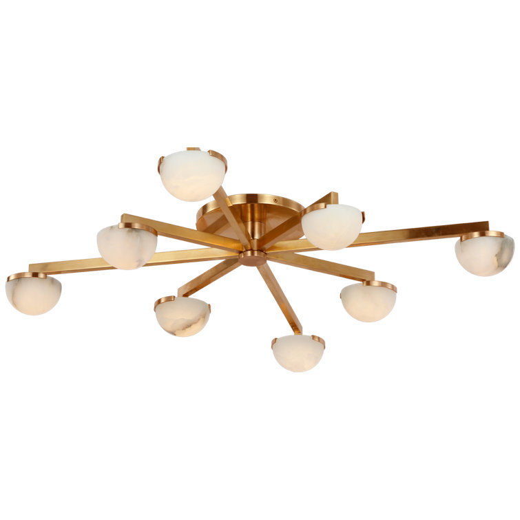 Antique-Burnished Brass 36" LED Flush Mount Light with Alabaster Shades