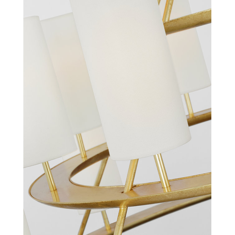 Trevi Matte White and Gild 20-Light Chandelier with Linen Shades