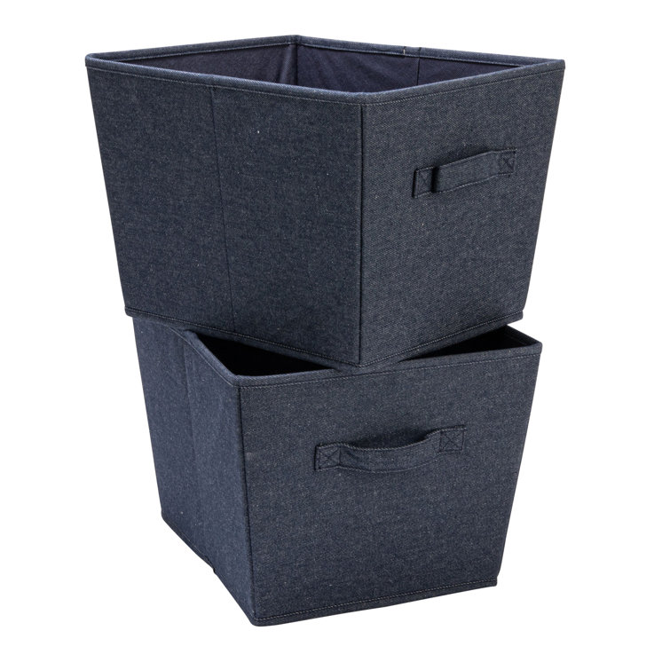 Denim Blue Fabric Stackable Storage Cubes with Cloth Handles