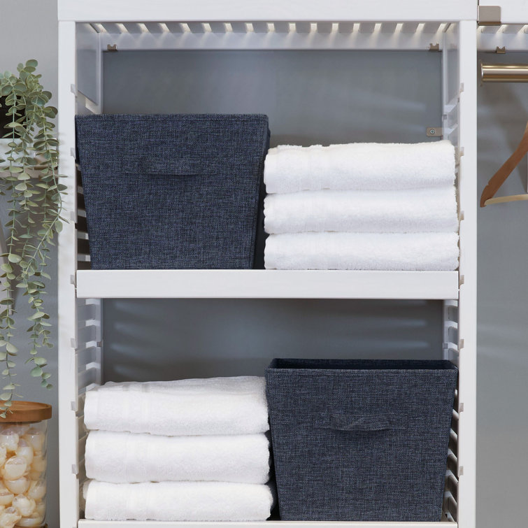 Denim Blue Fabric Stackable Storage Cubes with Cloth Handles
