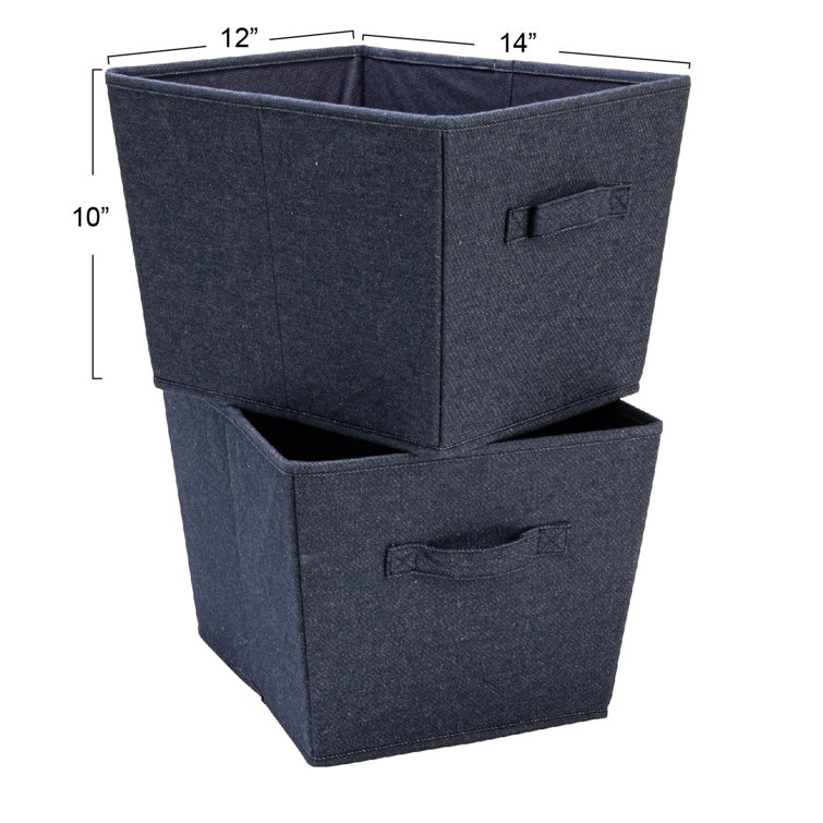 Denim Blue Fabric Stackable Storage Cubes with Cloth Handles
