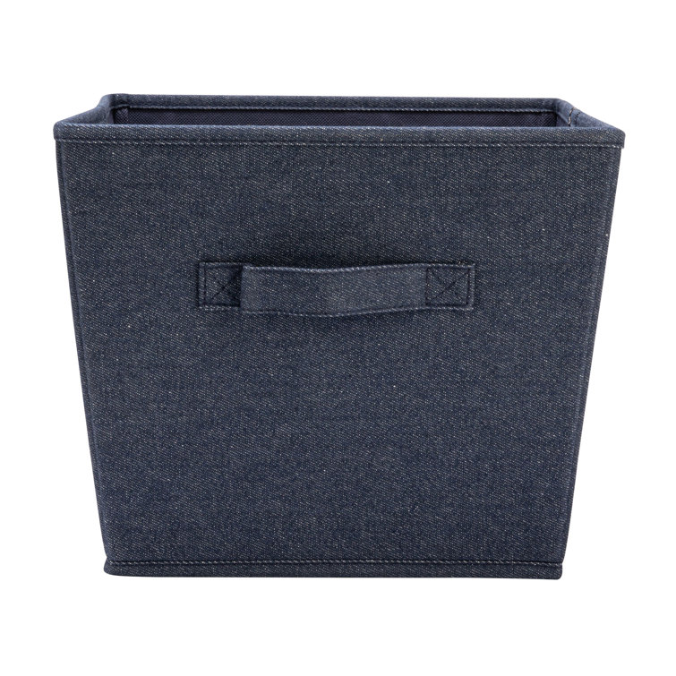 Denim Blue Fabric Stackable Storage Cubes with Cloth Handles