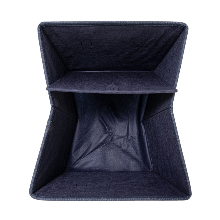 Denim Blue Fabric Stackable Storage Cubes with Cloth Handles