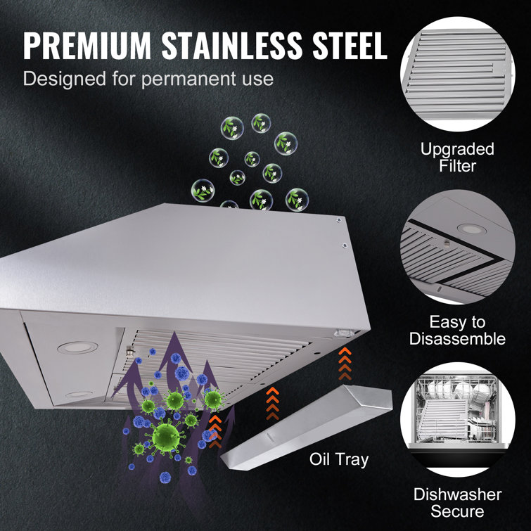 30" Stainless Steel Under Cabinet Range Hood with Charcoal Filter
