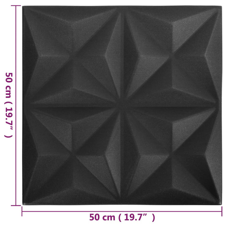 Origami Black 3D Textured Wall Panels, 19.7" x 19.7", 24 Pack