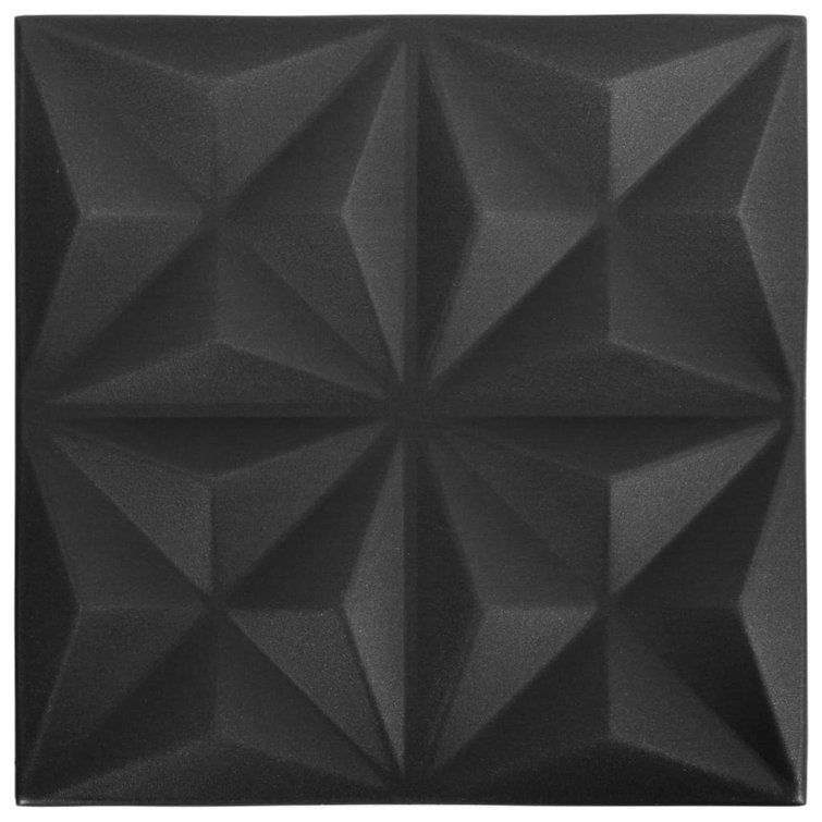Origami Black 3D Textured Wall Panels, 19.7" x 19.7", 24 Pack