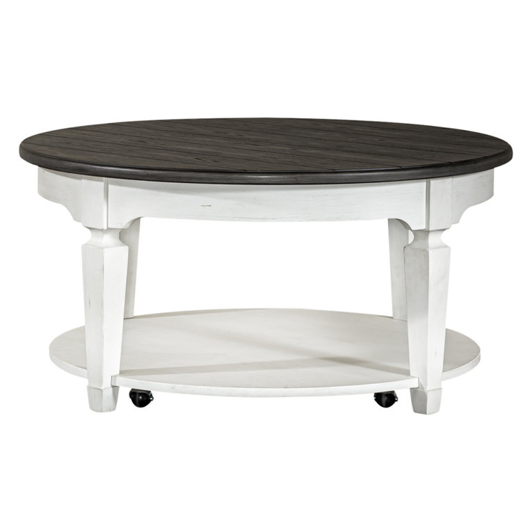 White and Charcoal 3-Piece Solid Wood Living Room Table Set