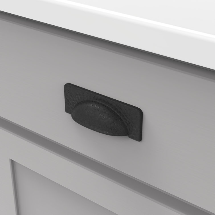 Black Iron Traditional Cup Cabinet Pulls with Mounting Hardware, 10-Pack